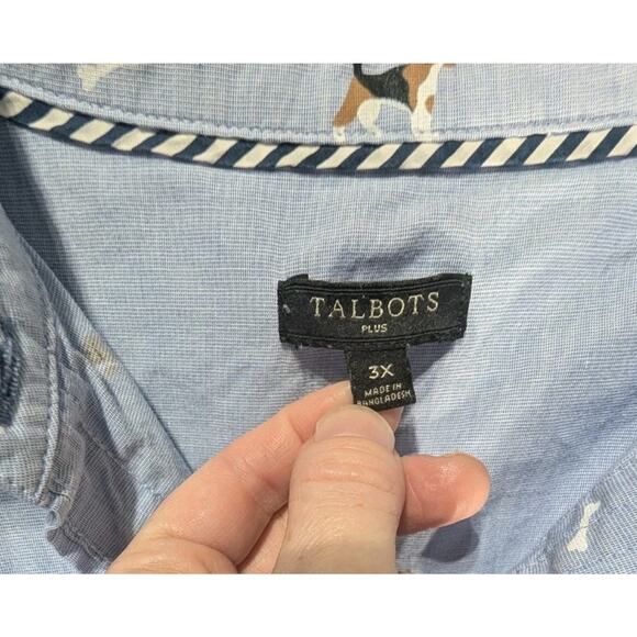 Talbots Fetching Beagle Dog Print Button Down Classic Cotton Shirt 3X End On End - Picture 6 of 7